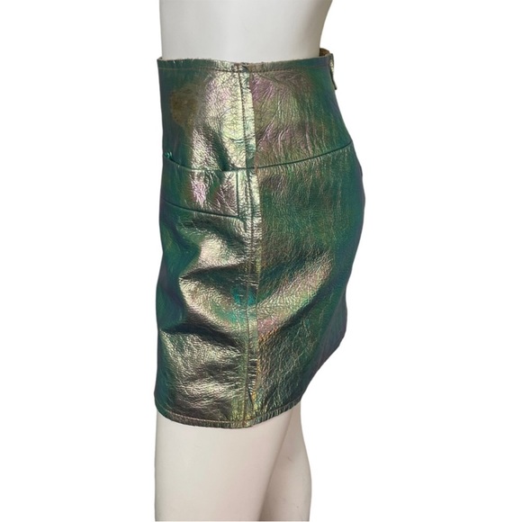 Marc by Marc Jacobs womens size 0 genuine leather mini skirt metallic watermelon - Picture 3 of 9
